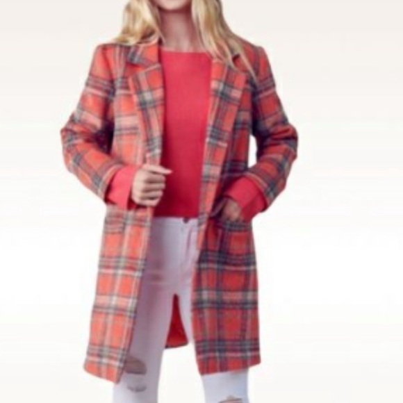 &merci en merci Orange Plaid Shacket Size Small - Picture 1 of 9